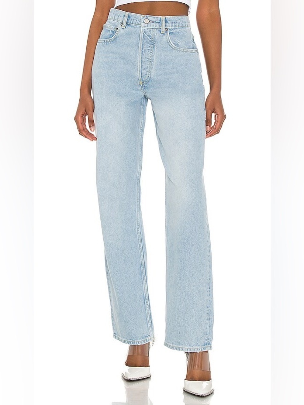 NEW Boyish The Ziggy Relaxed High Rise Leg stright Jean Sunrise Light Blue wash